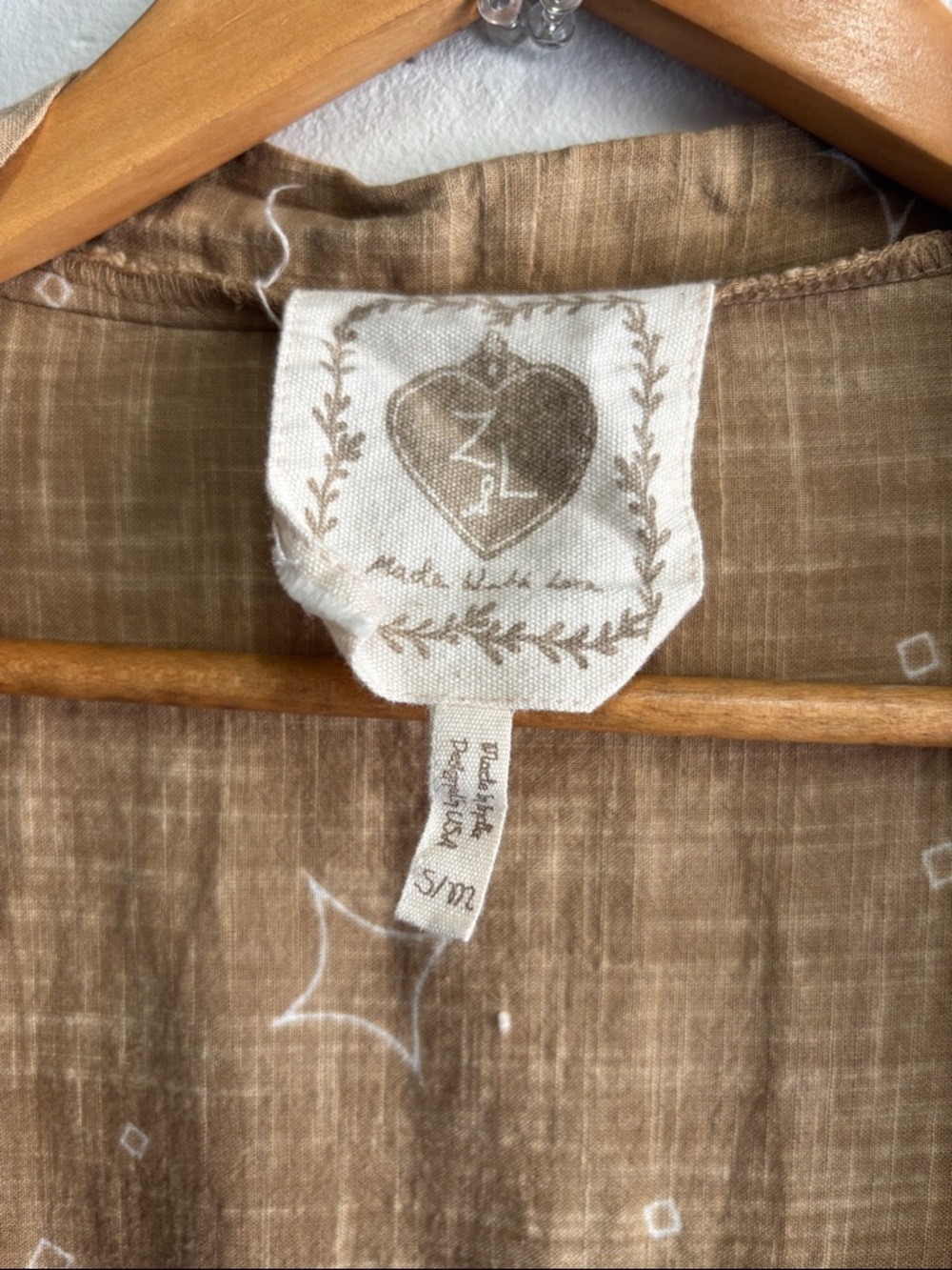 Z&L Boho Open-Front duster in Brown with White Palm Print - Picture 2 of 6